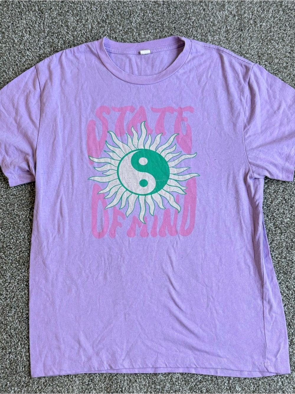 State of Mind Lavender Graphic Tee with Yin Yang Sun